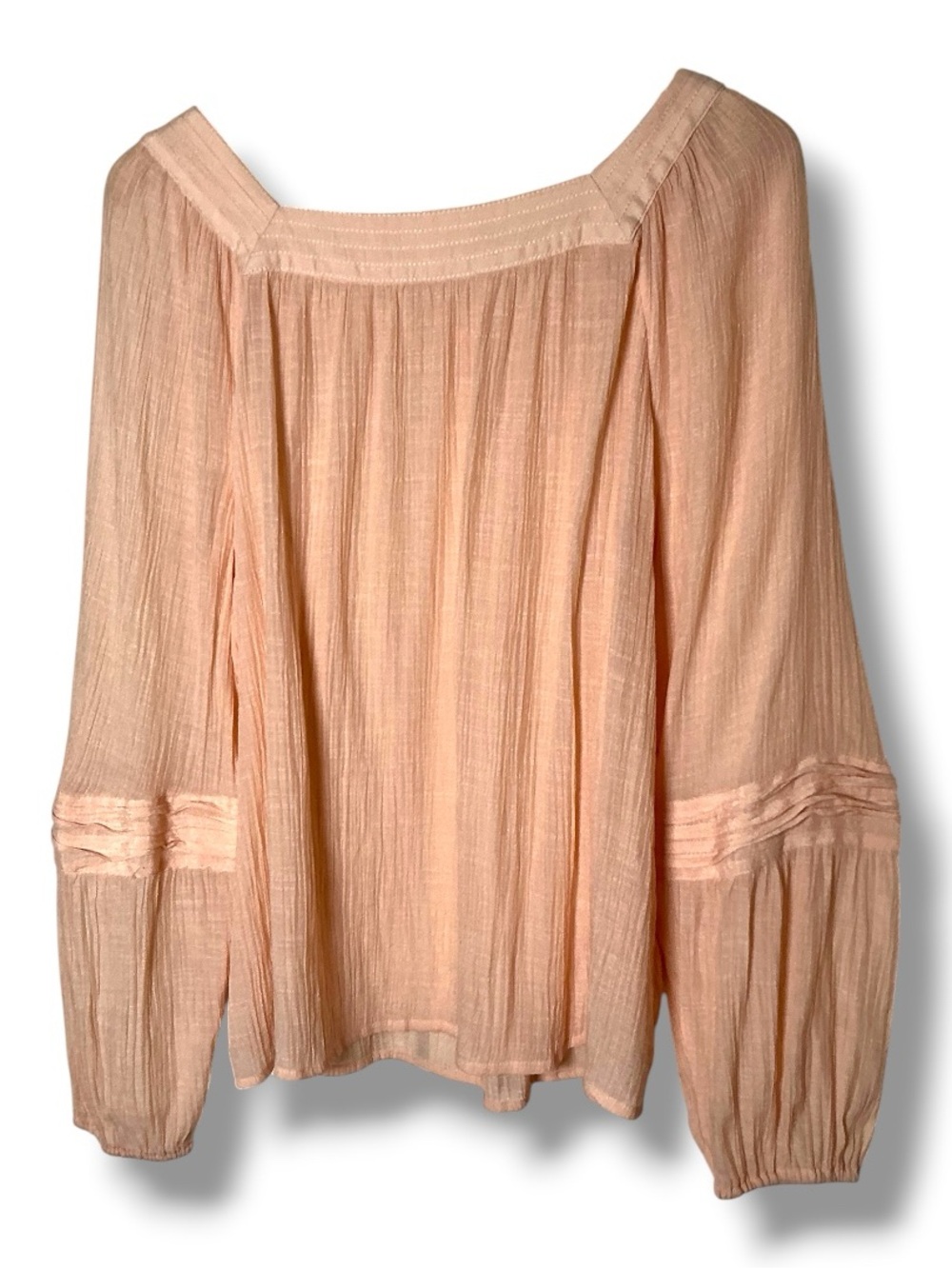 Light Peach Square Neck Gauze Blouse - Picture 2 of 4